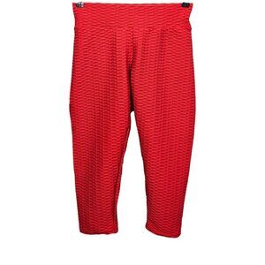💥Honeycomb Butt Lifted Activewear Red Capris Leggings